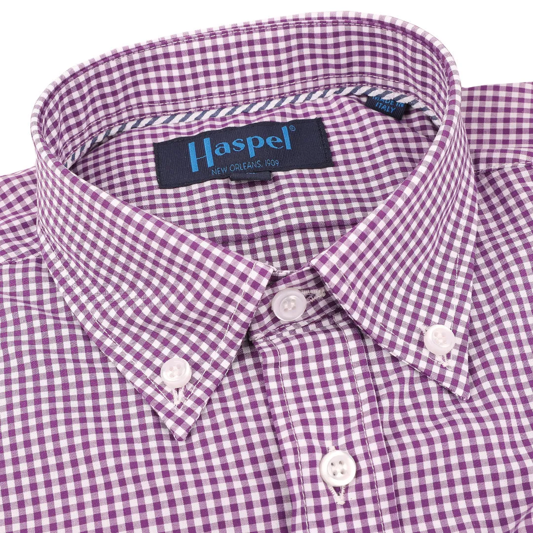 Franklin Purple Mini Gingham Check sold by Haspel