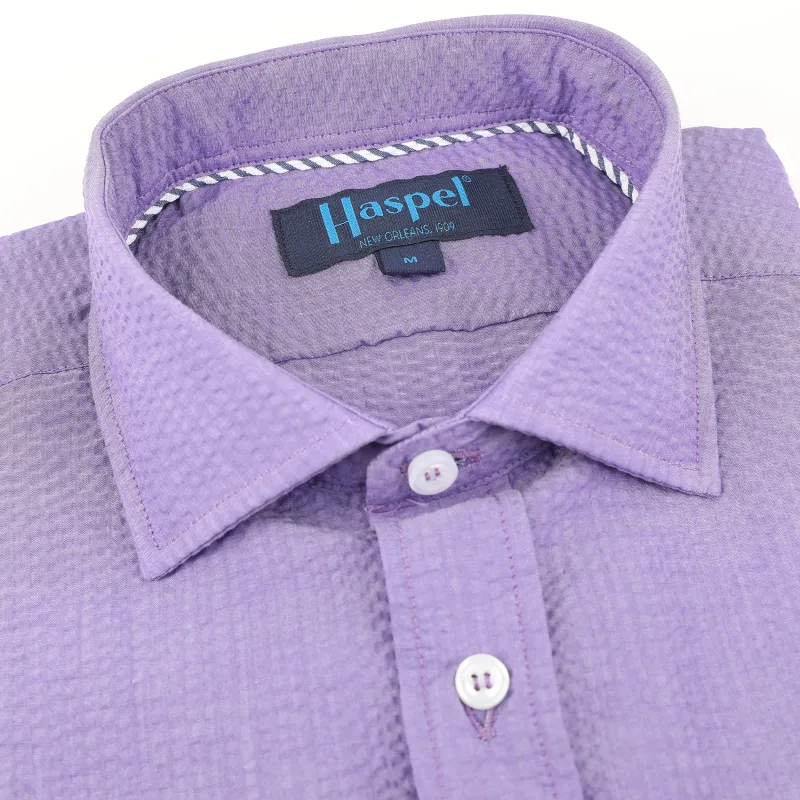 Chartres Long Sleeve Solid Purple Seersucker sold by Haspel