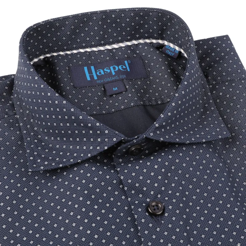 Erato Navy Texture with White Dot sold by Haspel