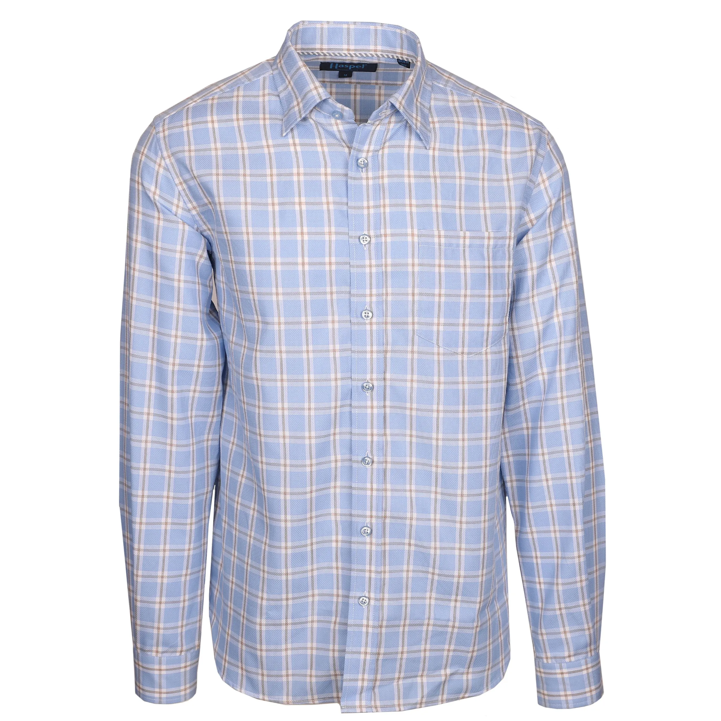 Treme Light Blue Texture with Tan Check sold by Haspel product image thumbnail 2
