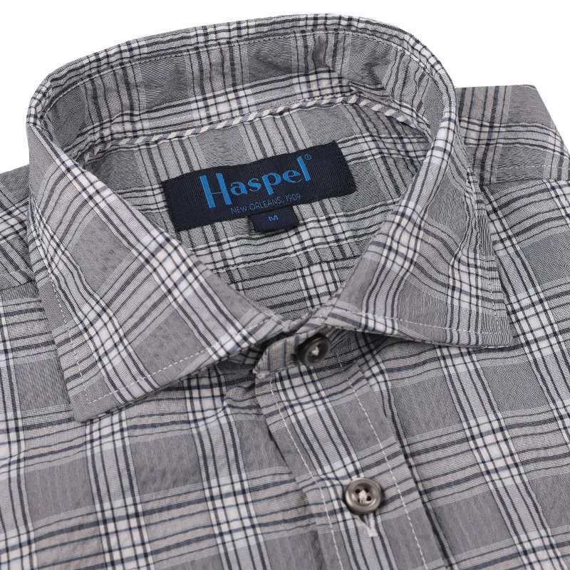 *** FINAL SALE *** Chartres Grey Seersucker Glenplaid Check sold by Haspel