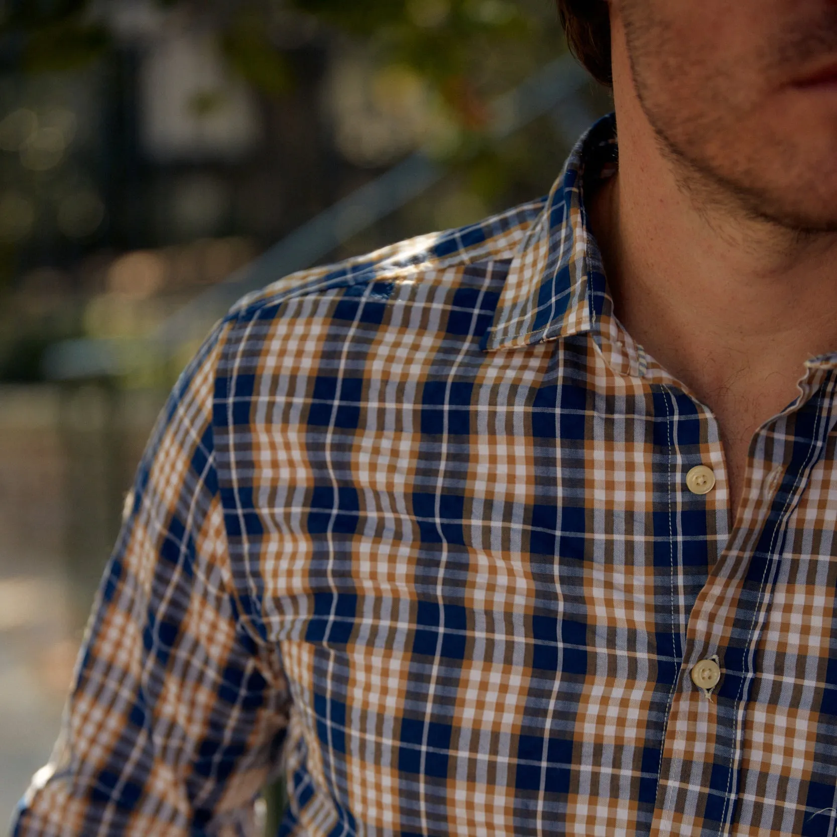 *** FINAL SALE *** Chartres Brown & Navy Seersucker Plaid sold by Haspel product image thumbnail 5