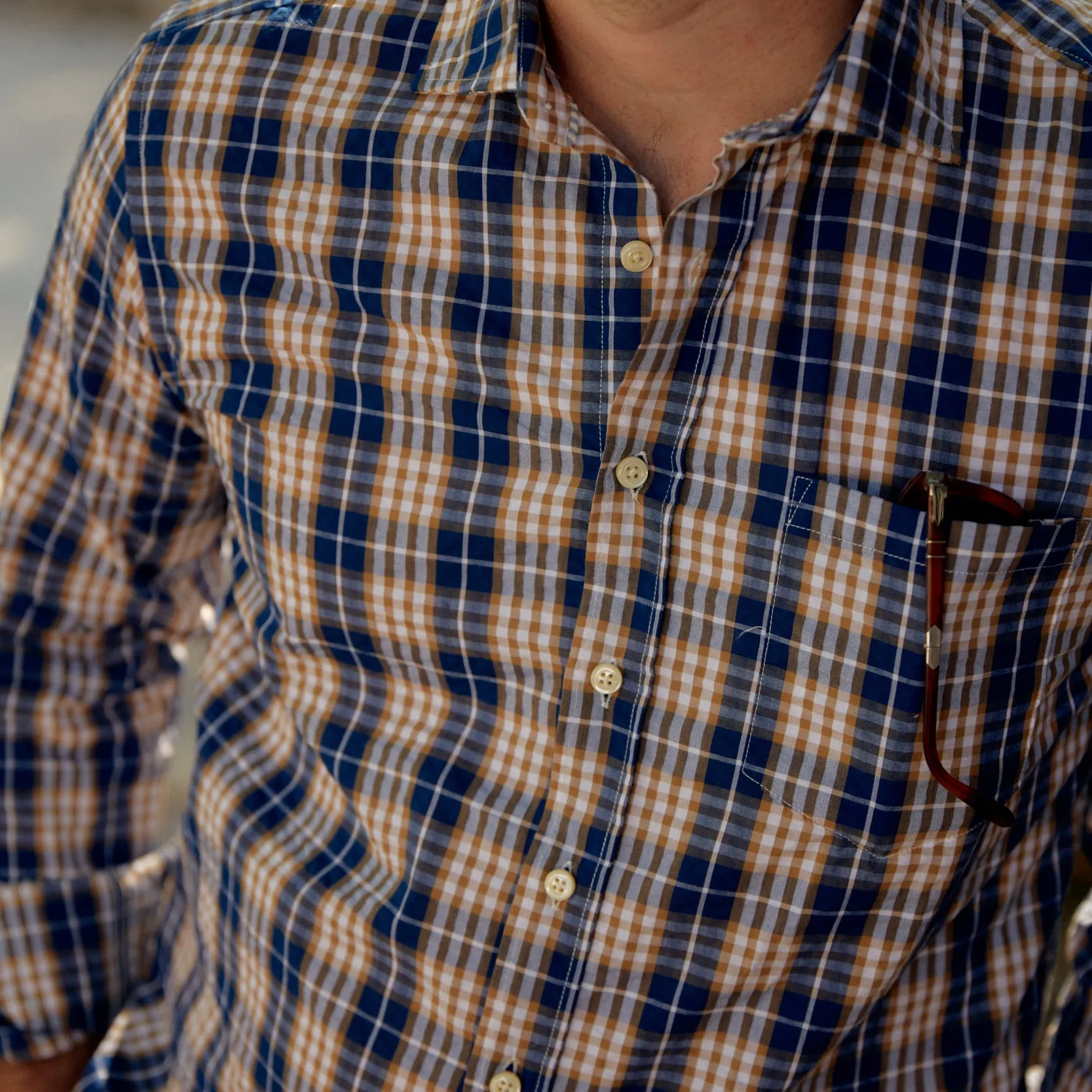 *** FINAL SALE *** Chartres Brown & Navy Seersucker Plaid sold by Haspel product image thumbnail 4