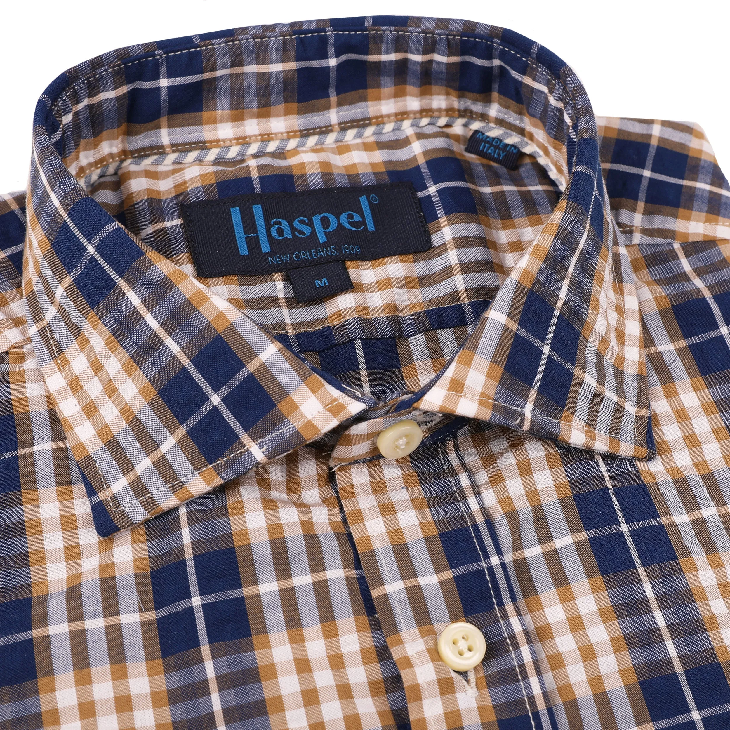 *** FINAL SALE *** Chartres Brown & Navy Seersucker Plaid sold by Haspel
