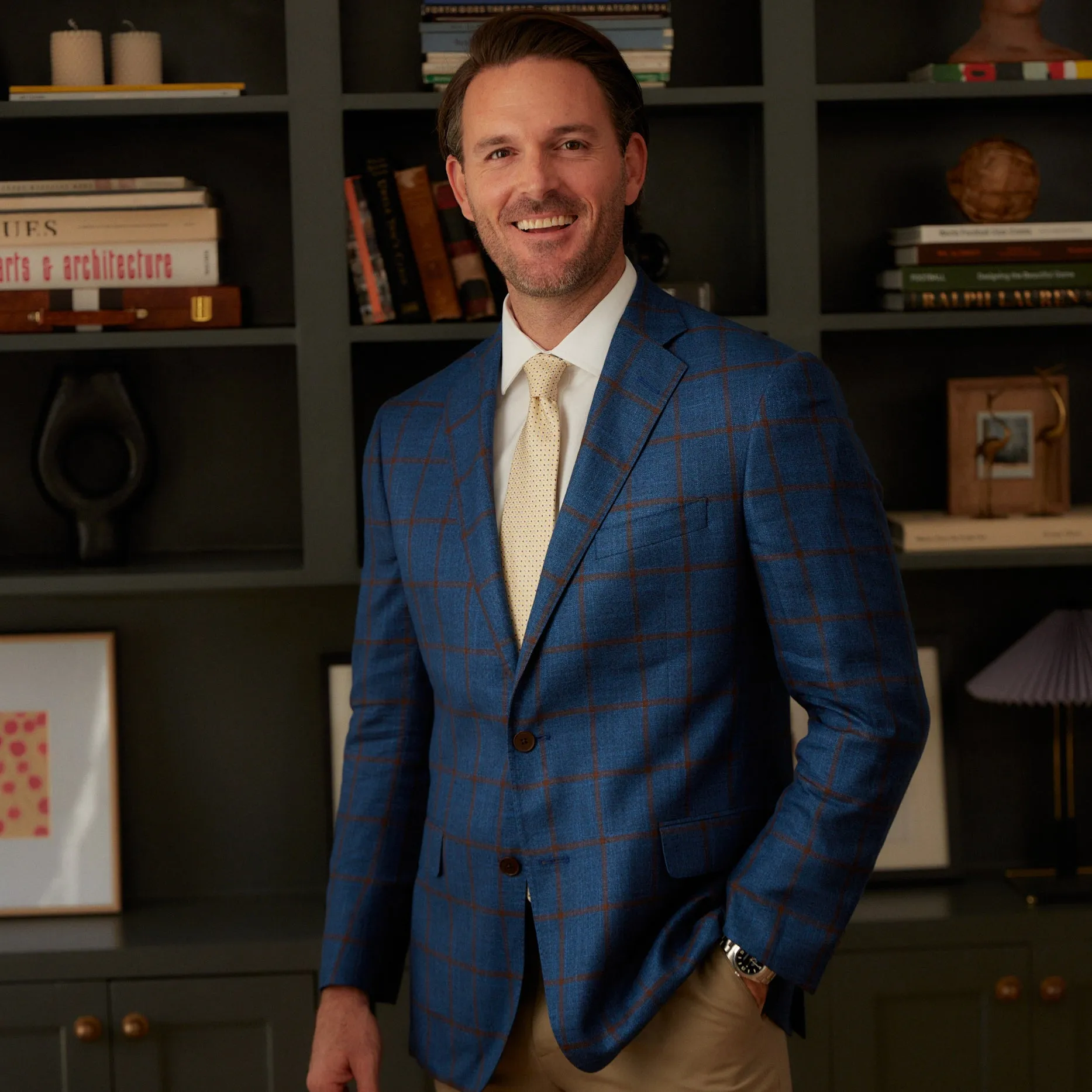 Audubon Royal Blue with Rust Overcheck Sport Coat sold by Haspel product image thumbnail 5