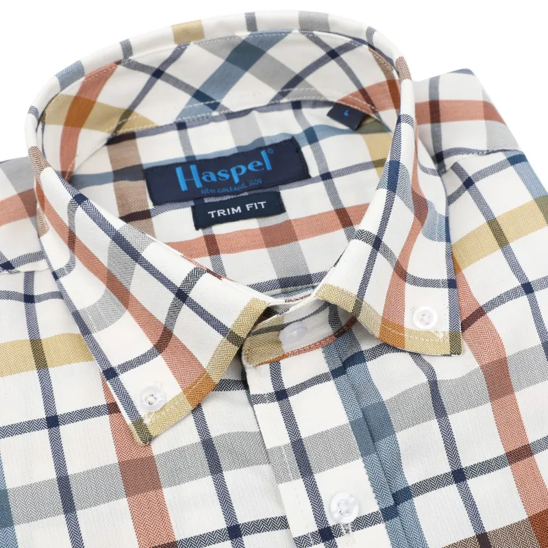 *** FINAL SALE *** Apres Blue, Brown & Rust Brushed Cotton Check sold by Haspel