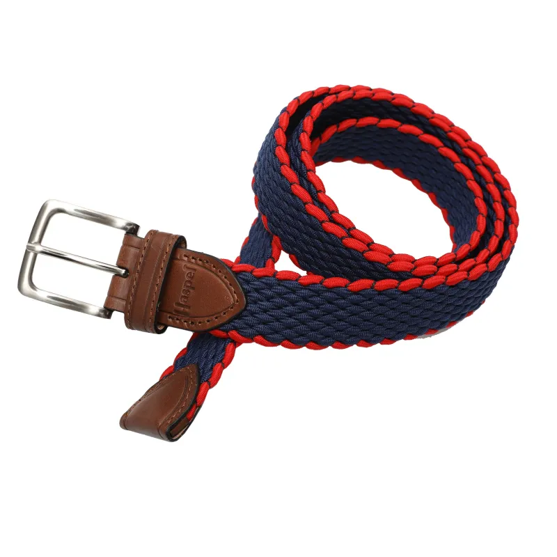 Navy Blue & Red Elastic Belt made by Haspel