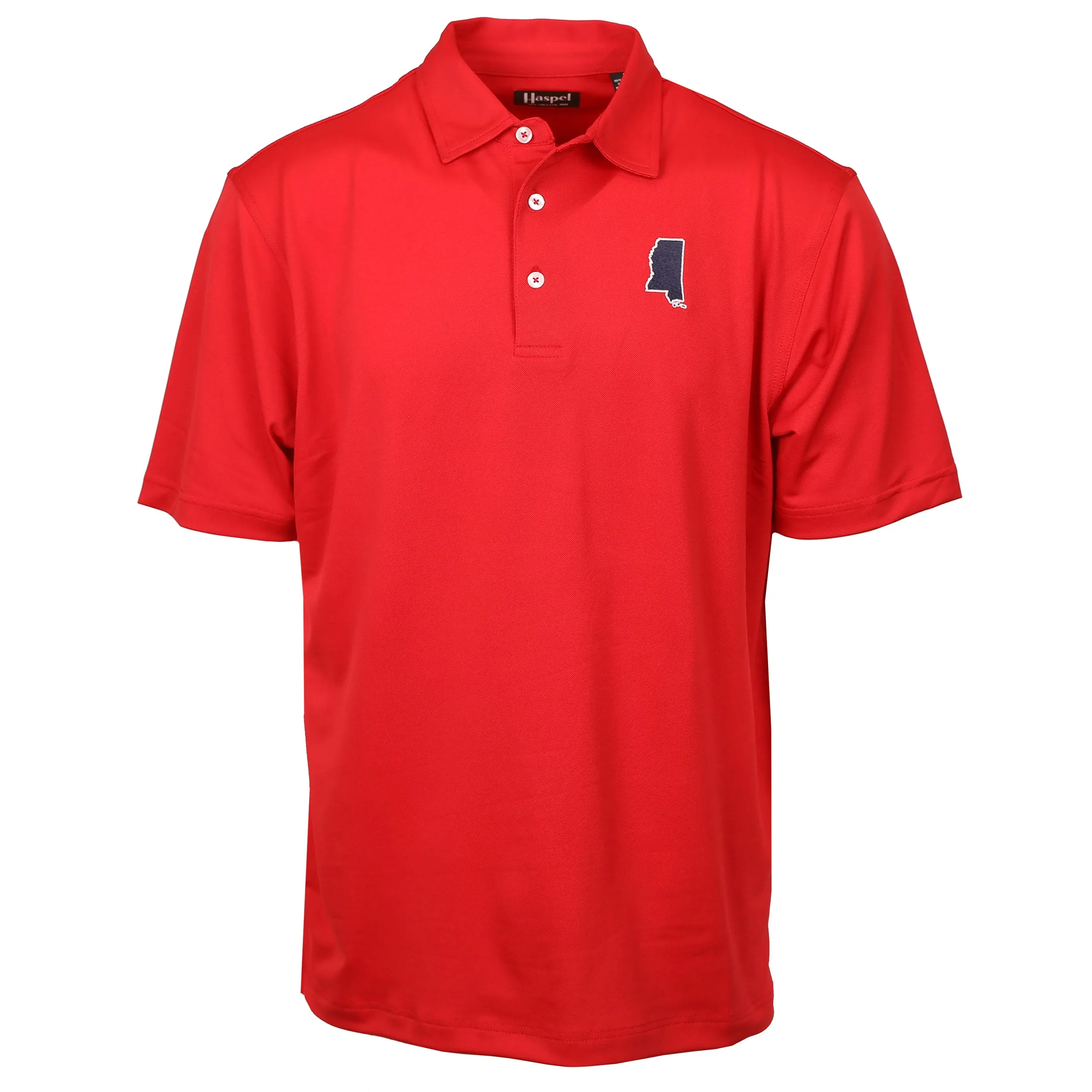 Mississippi Red Driway Performance Polo sold by Haspel
