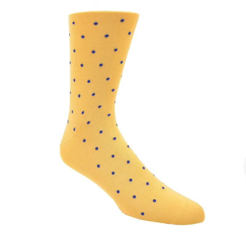 Yellow Royal Blue Dot Socks sold by Haspel