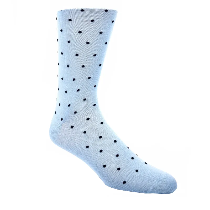 Light Blue Navy Dot Socks sold by Haspel