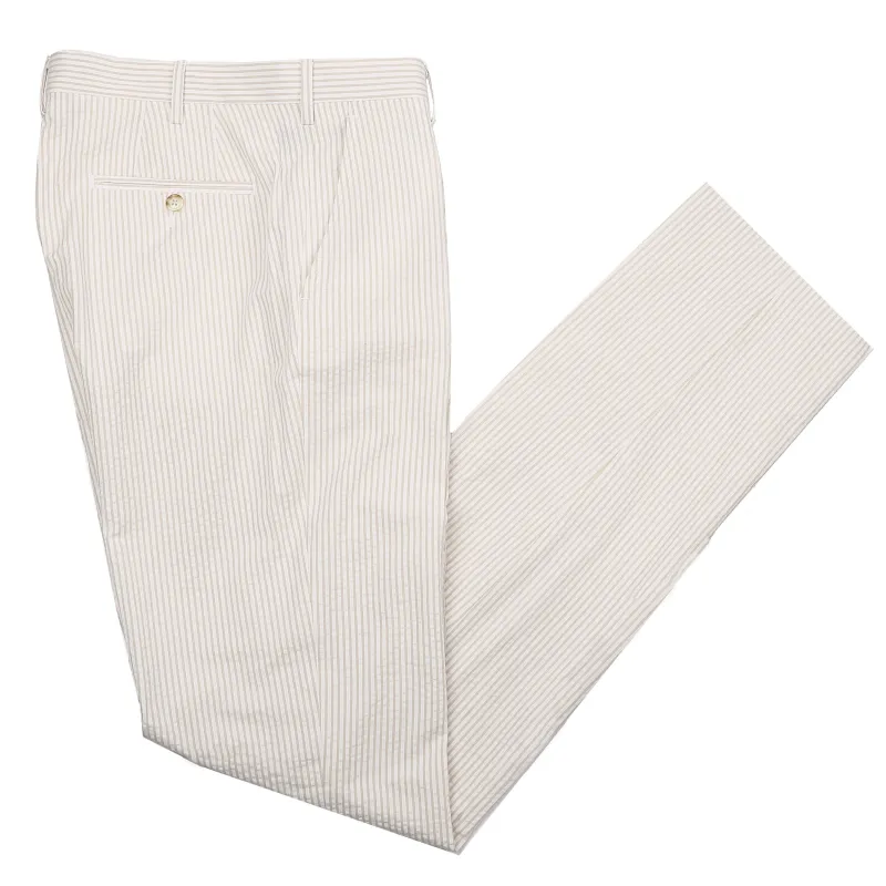 Algiers Tan / White Seersucker Casual Pant sold by Haspel