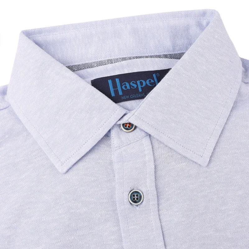 *** FINAL SALE *** Capri Azure Full Placket Short Sleeve Knit Shirt made by Haspel