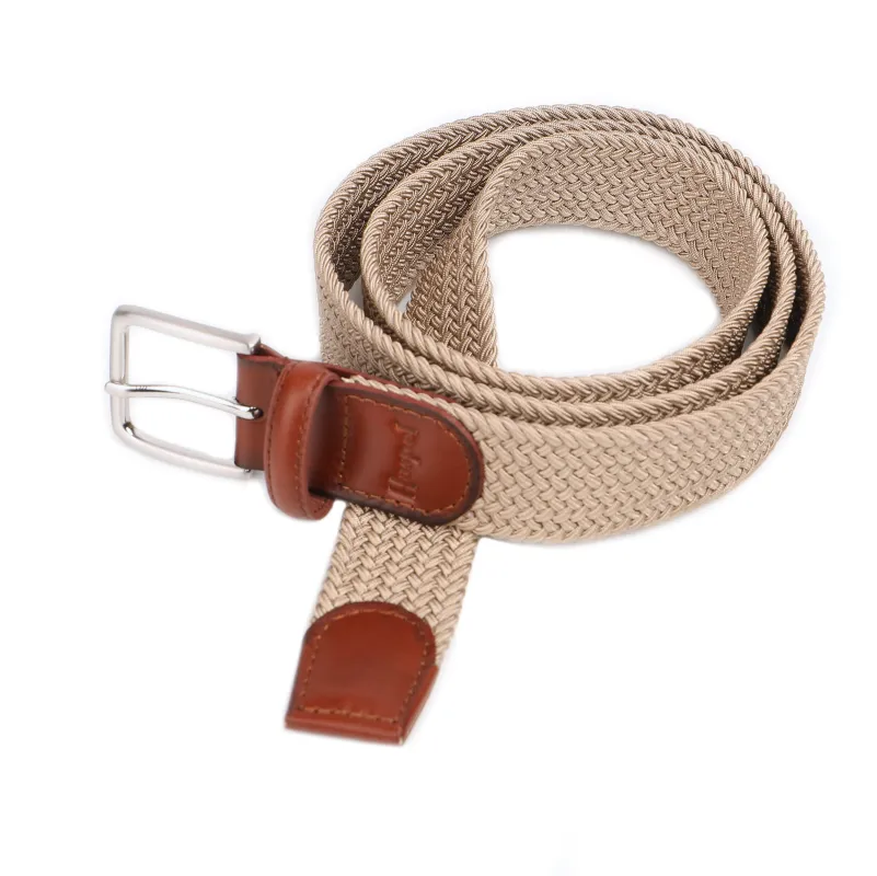 Khaki Solid Elastic Braided Belt sold by Haspel