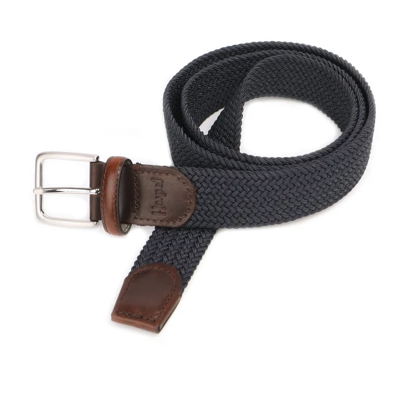 Navy Solid Elastic Braided Belt sold by Haspel
