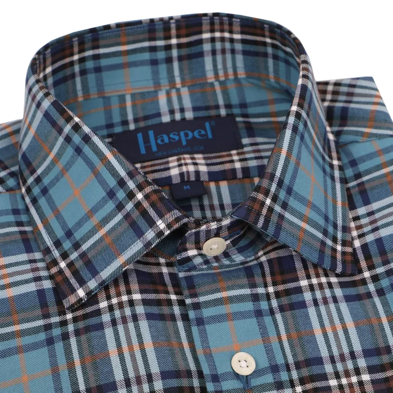 *** FINAL SALE *** Girod Light Blue & Brown Brushed Glenplaid Check sold by Haspel