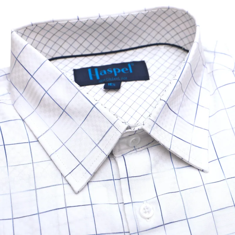 *** FINAL SALE *** Light Blue Large Graph Check Tailored Fit Dress Shirt made by Haspel