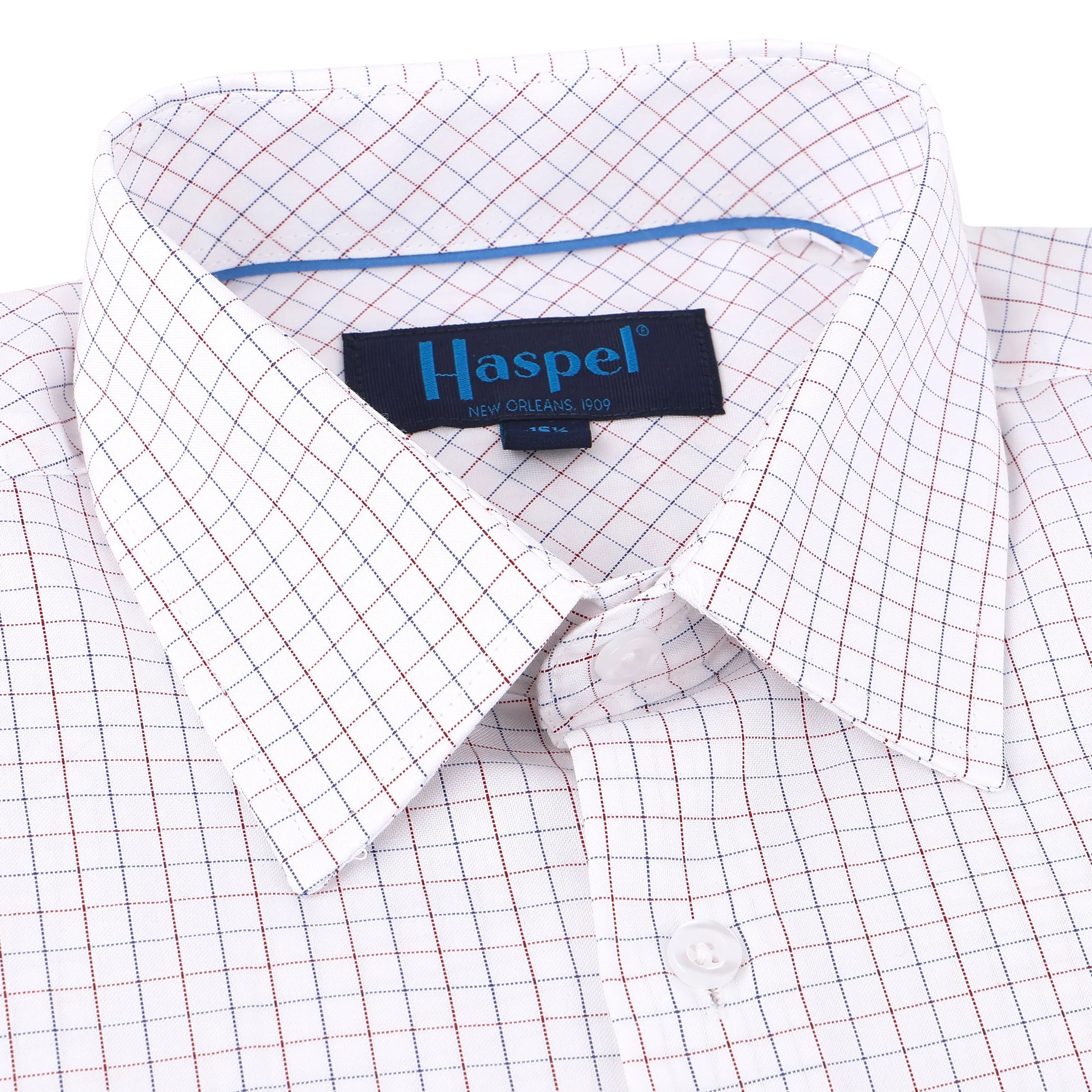 *** FINAL SALE *** Blue and Red Mini Graph Check Tailored Fit Dress Shirt sold by Haspel