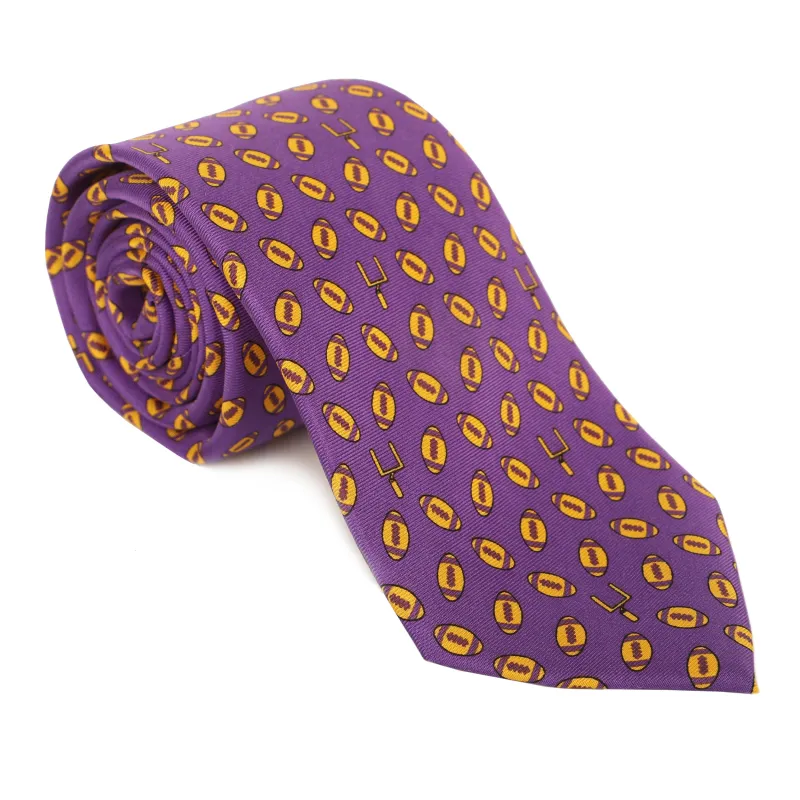 Limited Edition NOLA Couture X Haspel - Footballs - Regal Purple Tie made by Haspel