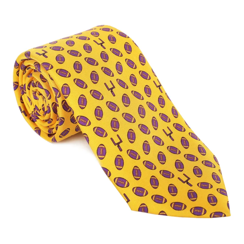 Limited Edition NOLA Couture X Haspel - Footballs - Tiger Eye Gold Tie made by Haspel