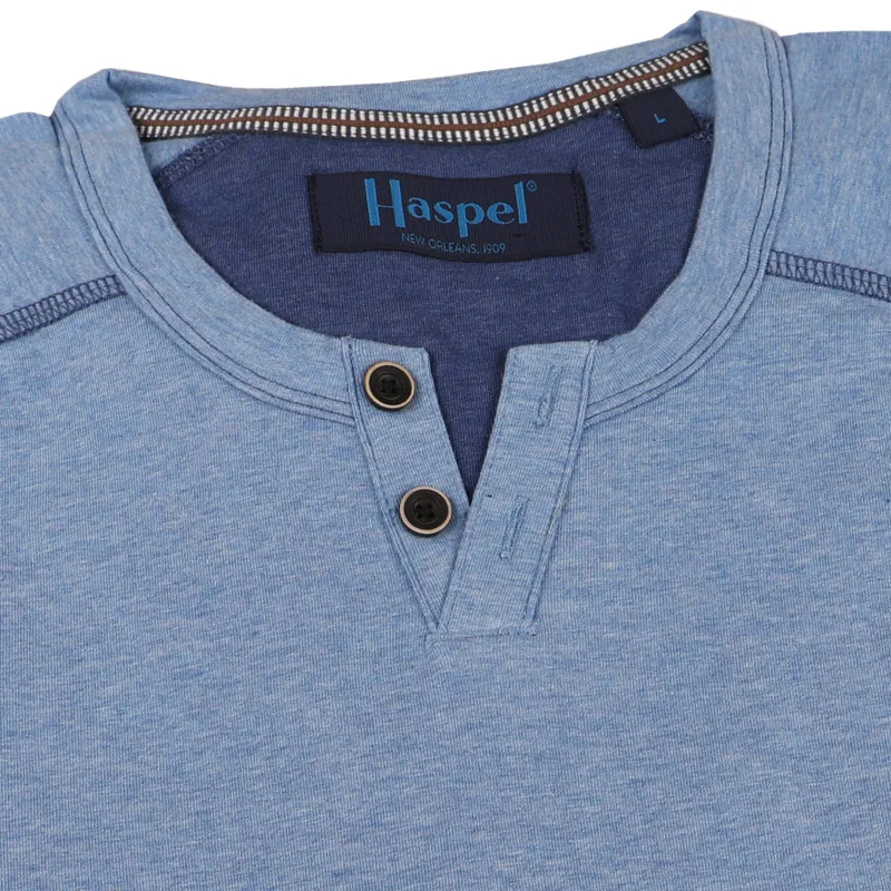King Notch Neck T-Shirt - Short Sleeve Mid-Blue sold by Haspel
