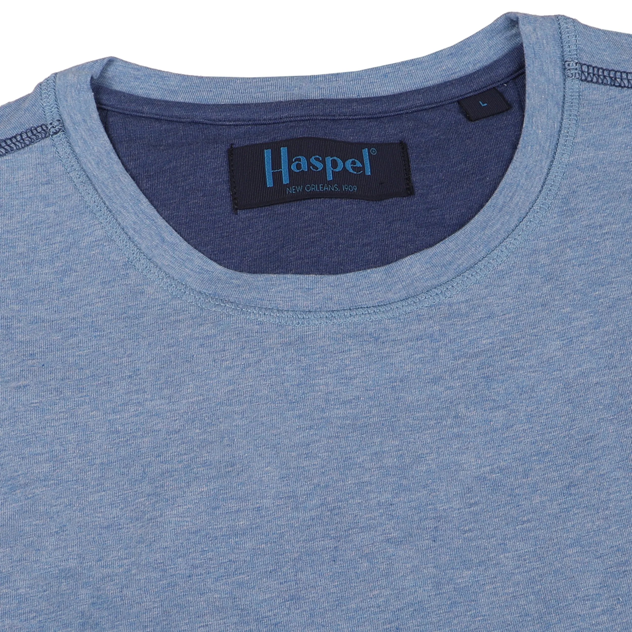 Krewe Neck Luxe T-Shirt - Short Sleeve Mid-Blue sold by Haspel