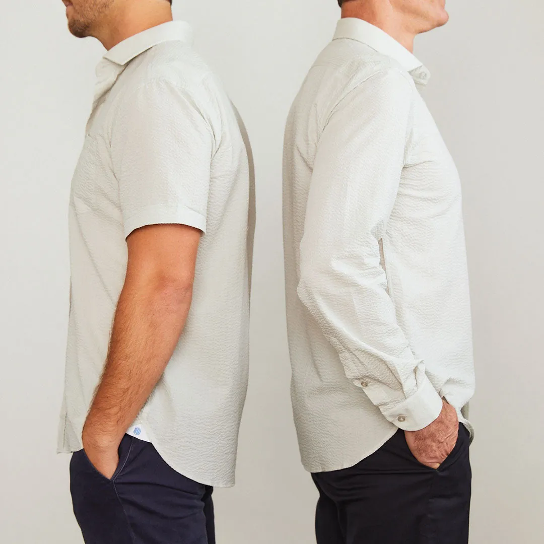 Freret Light Grey Solid Seersucker - Short Sleeve sold by Haspel product image thumbnail 4