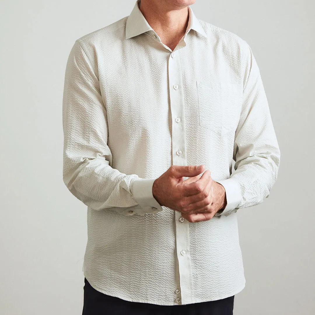 Chartres Long Sleeve Light Grey Solid Seersucker sold by Haspel product image thumbnail 4