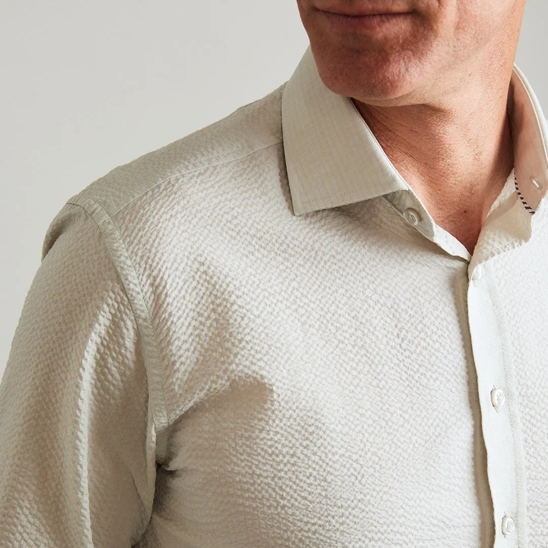 Chartres Long Sleeve Light Grey Solid Seersucker sold by Haspel product image thumbnail 2