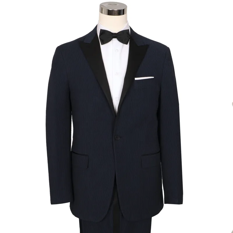 Vieux Carre Navy/Black Seersucker Stretch Tuxedo sold by Haspel