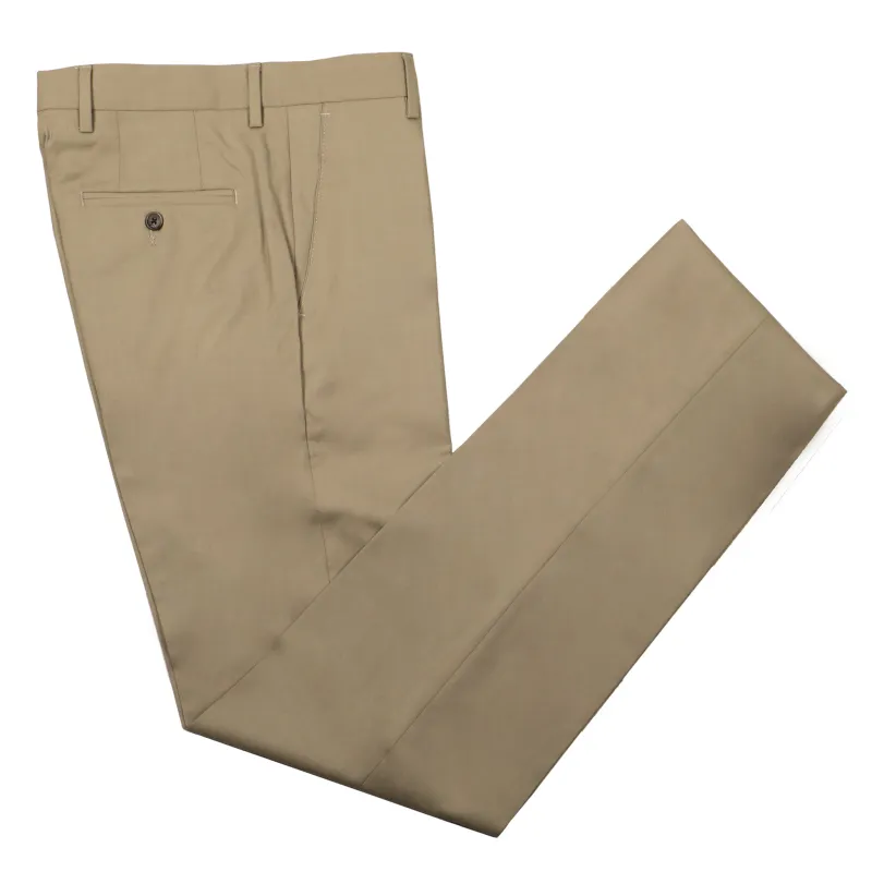 Gretna Tan Tropical Wool Trousers - Classic Fit sold by Haspel
