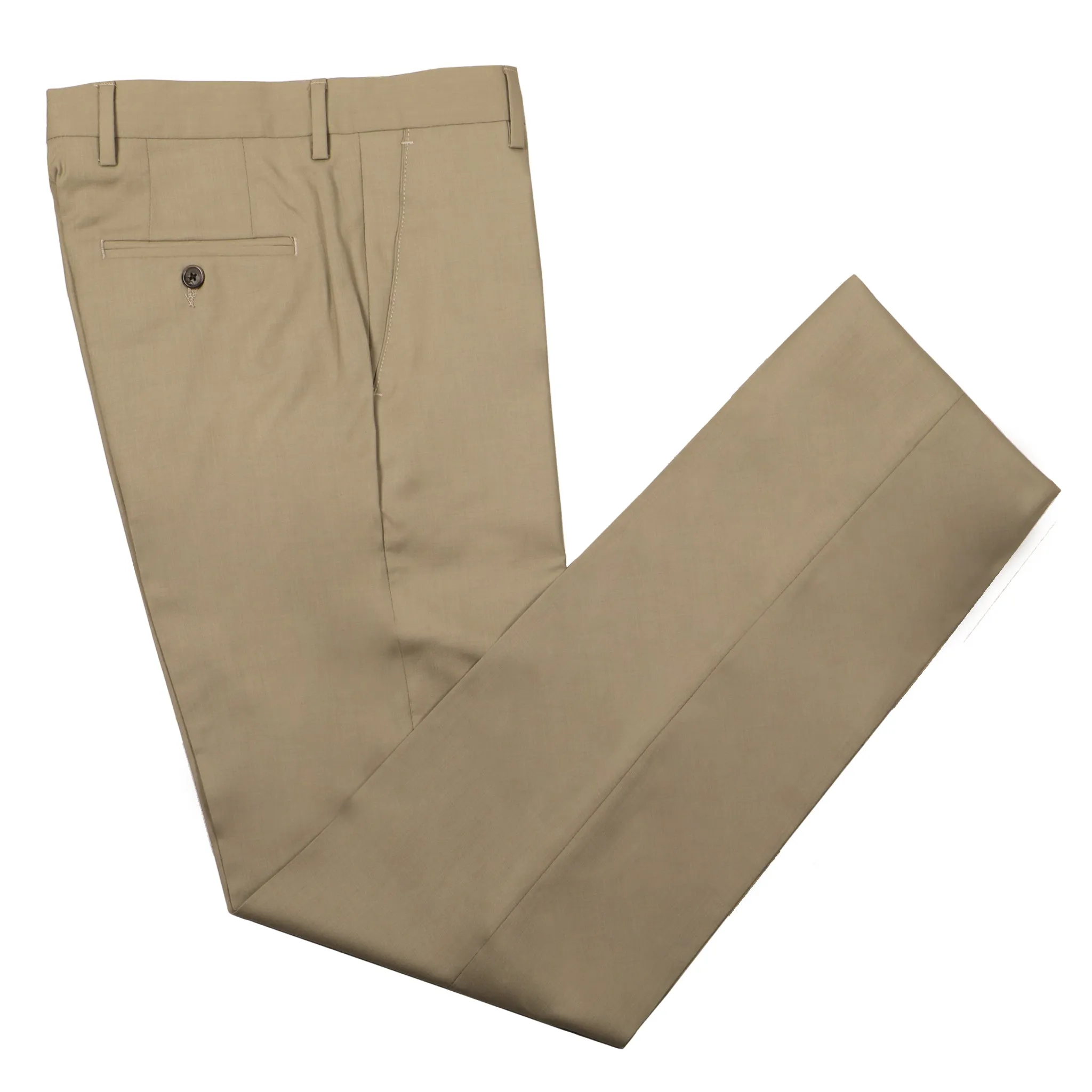 Gretna Tan Tropical Wool Trousers - Classic Fit sold by Haspel