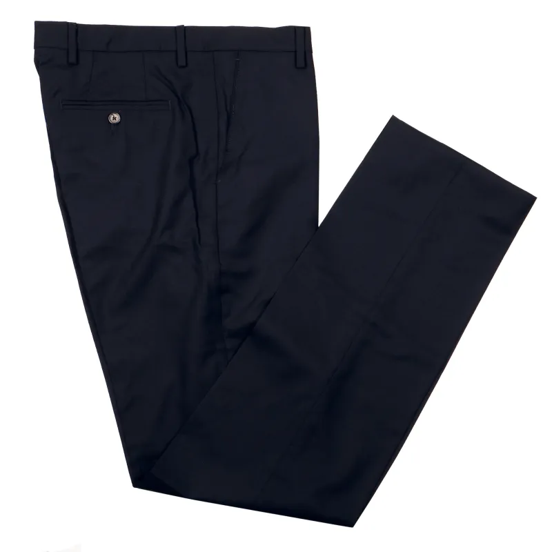 Gretna Navy Tropical Wool Trousers - Classic Fit sold by Haspel