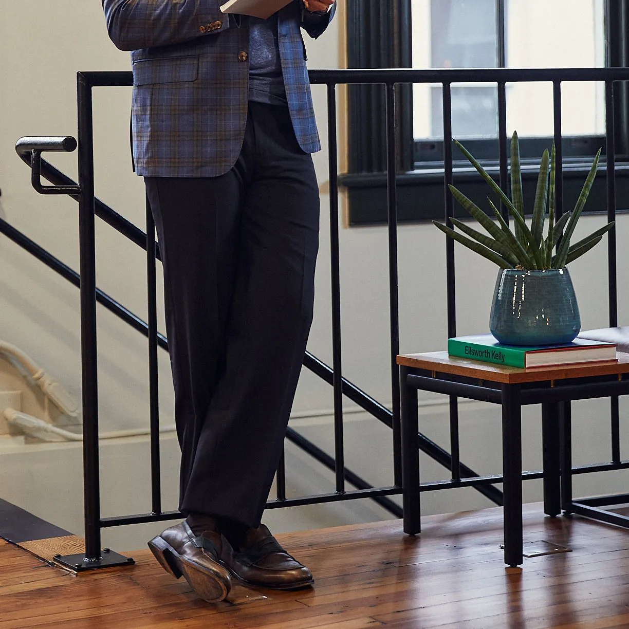 Gretna Navy Tropical Wool Trousers - Classic Fit sold by Haspel product image thumbnail 2