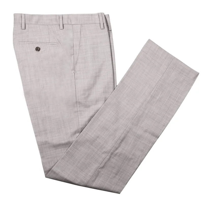 Gretna Slate Grey Tropical Wool Trousers - Classic Fit sold by Haspel