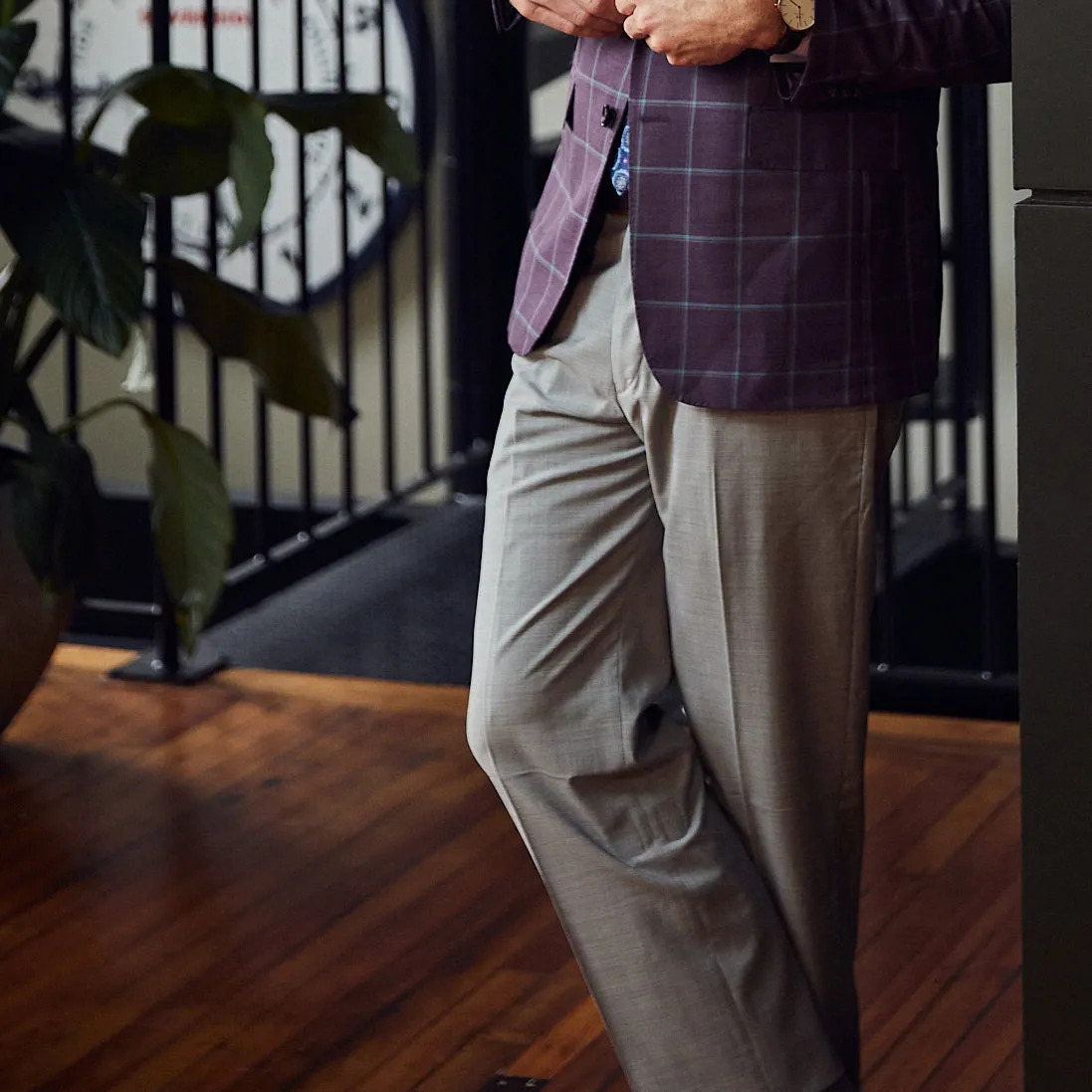 Gretna Slate Grey Tropical Wool Trousers - Classic Fit sold by Haspel product image thumbnail 2