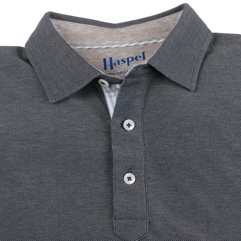 Fulton Navy Stretch Pique Polo sold by Haspel