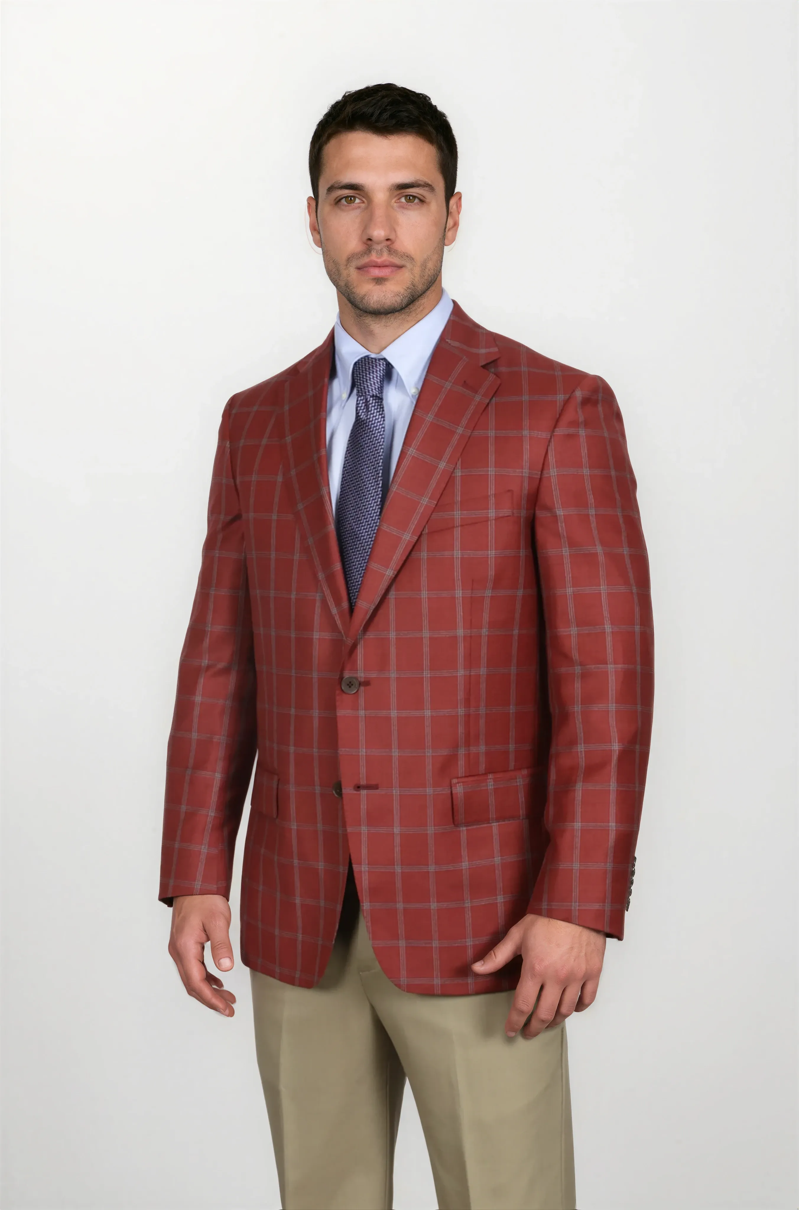 Audubon Rust with Lt. Grey Windowpane Sport Coat sold by Haspel