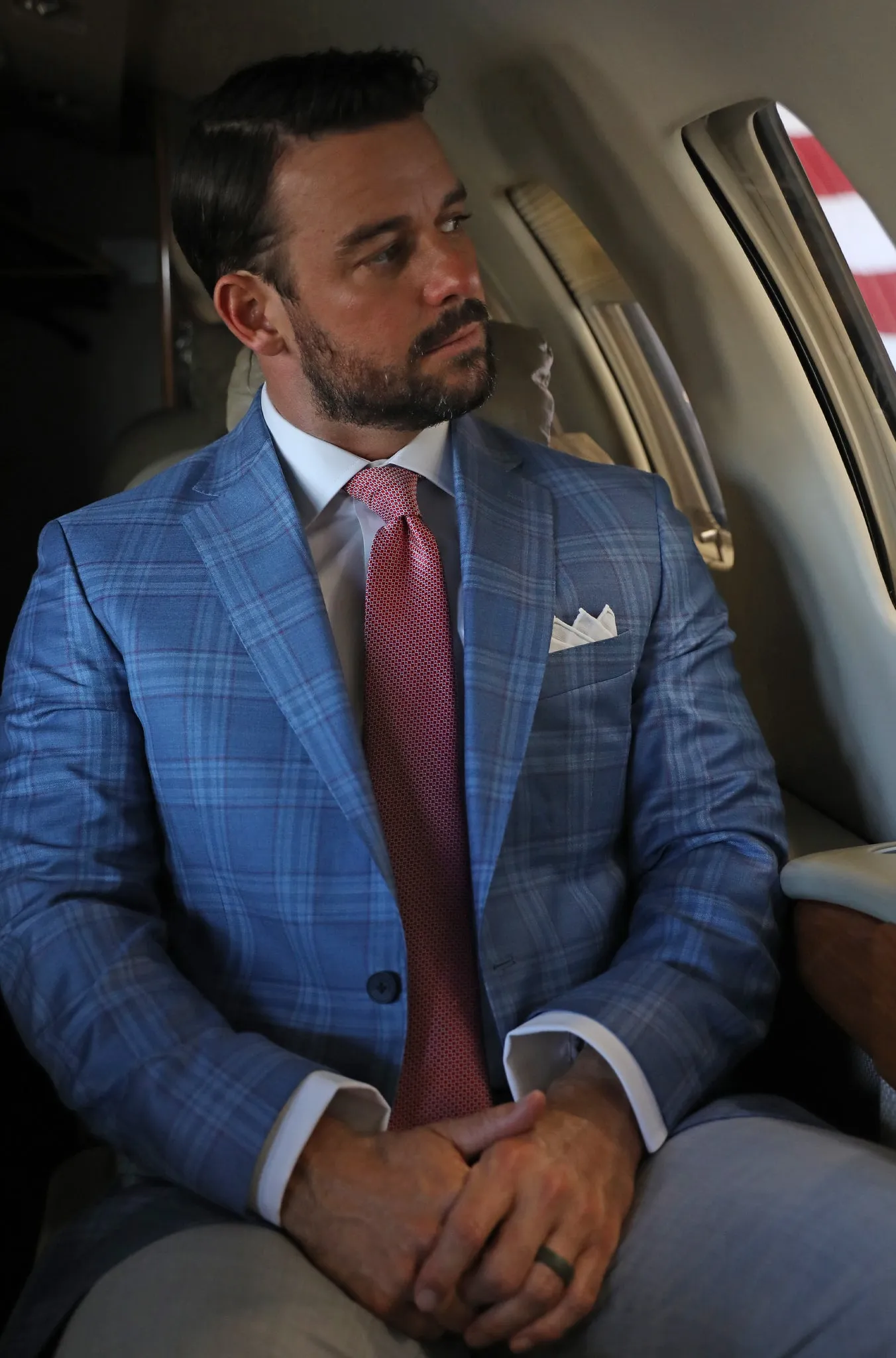 Audubon Lt. Blue with Red Deco Sport Coat sold by Haspel product image thumbnail 3