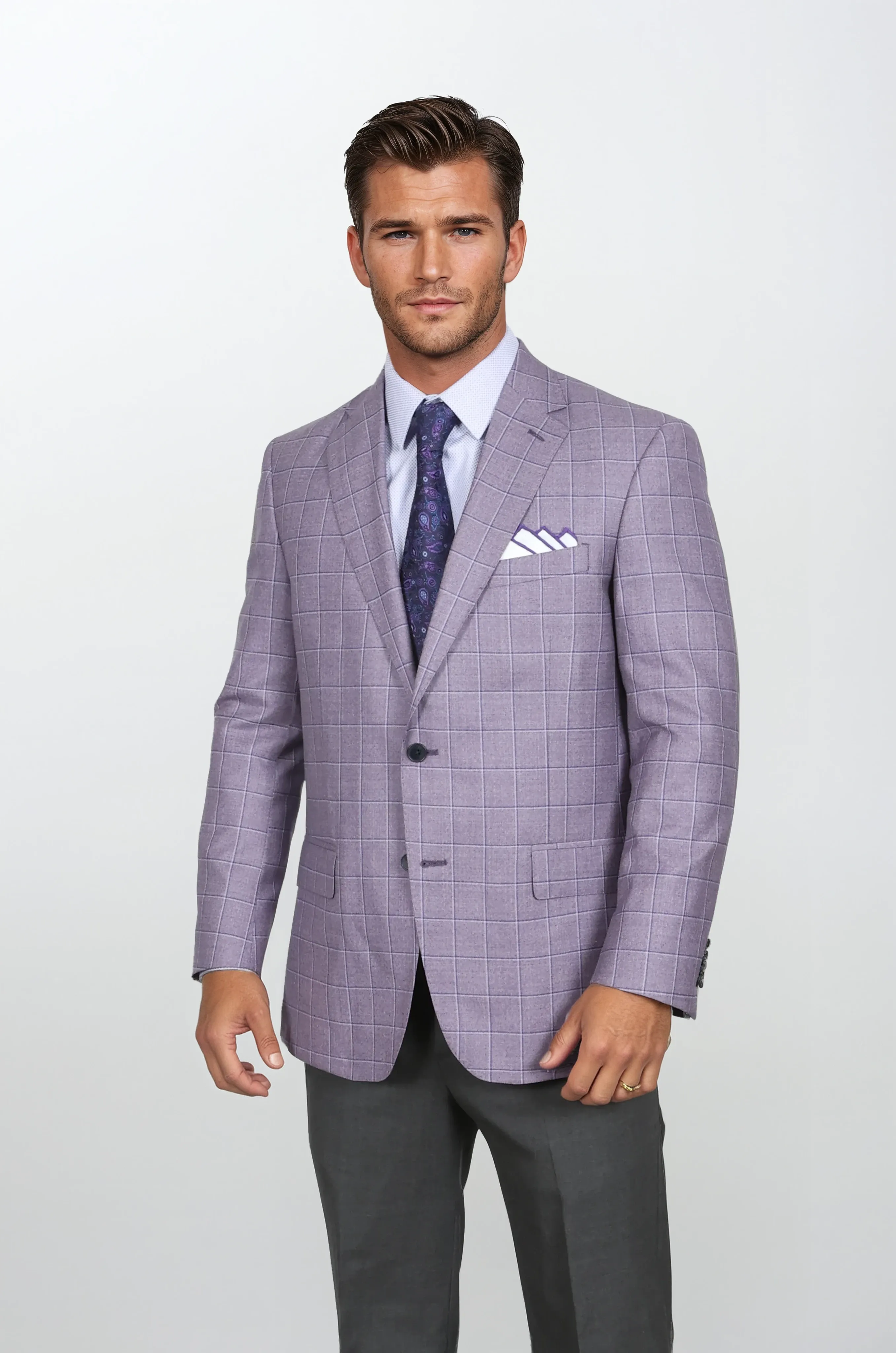 Audubon Lavender Windowpane Sport Coat sold by Haspel