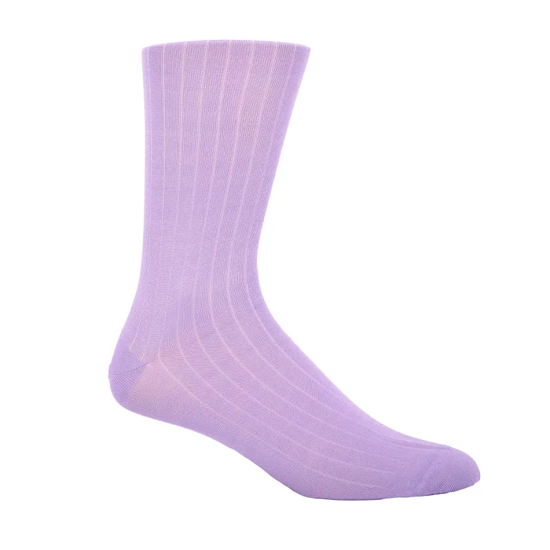 Lavender Solid Ribbed Mid-Calf Socks sold by Haspel