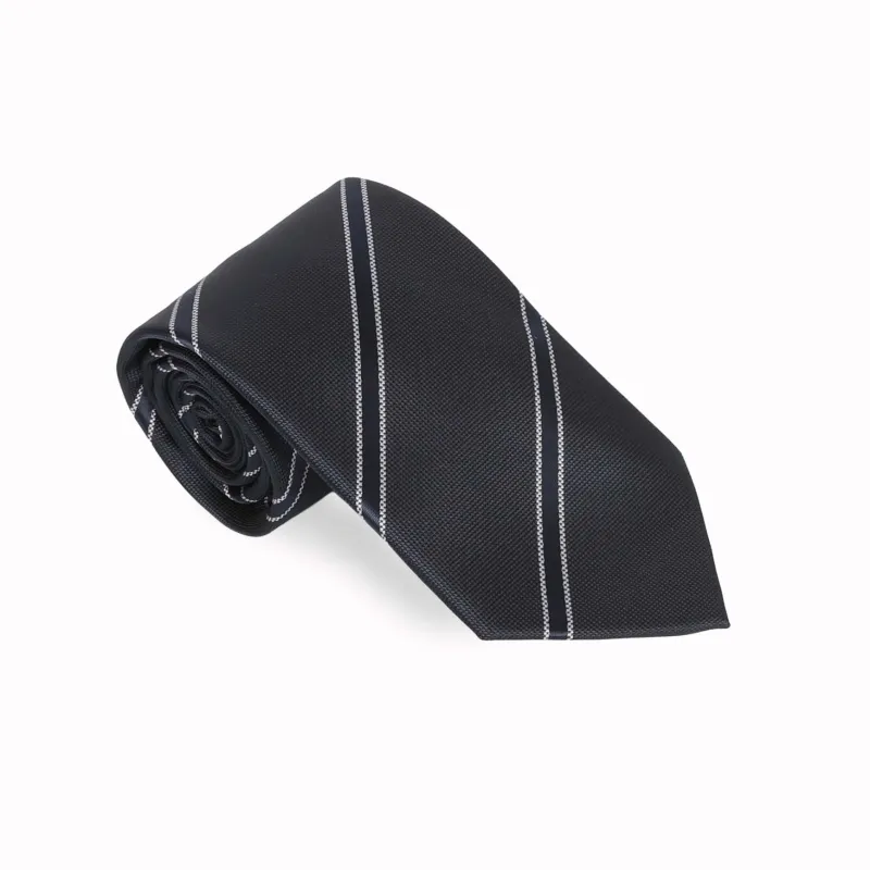 Navy with White Bar Stripe Tie made by Haspel