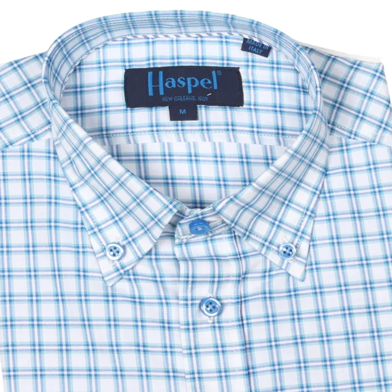 Franklin Teal & Double Pane Long Sleeve Shirt made by Haspel