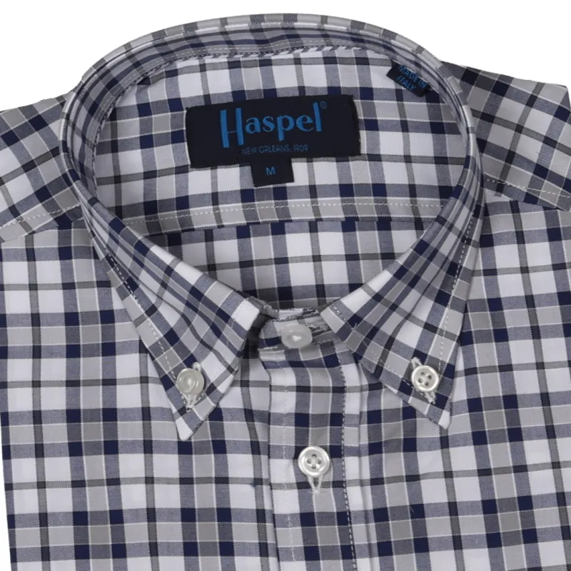 Franklin Navy & White Check Long Sleeve Shirt made by Haspel