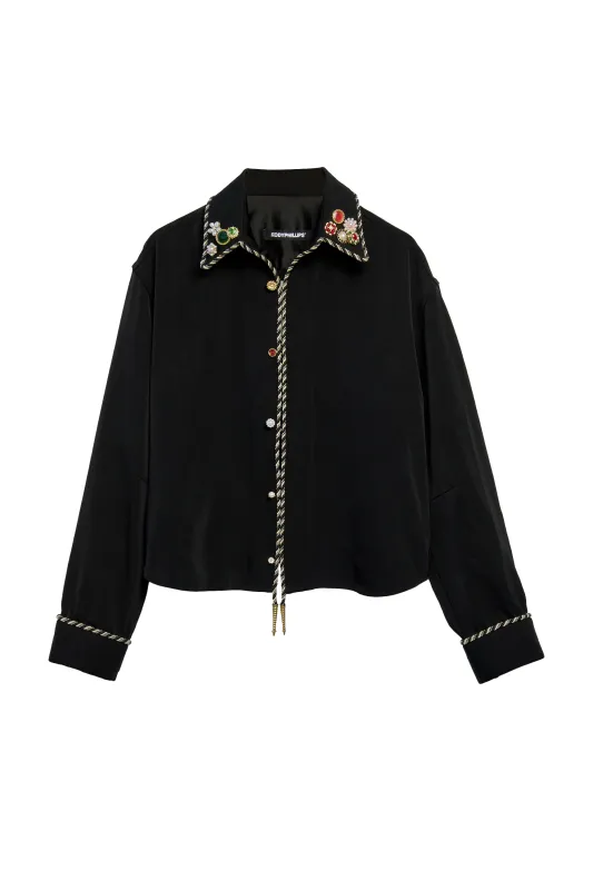 Embellished Long Sleeve Lasso Shirt- Classic Black sold by Kody Phillips