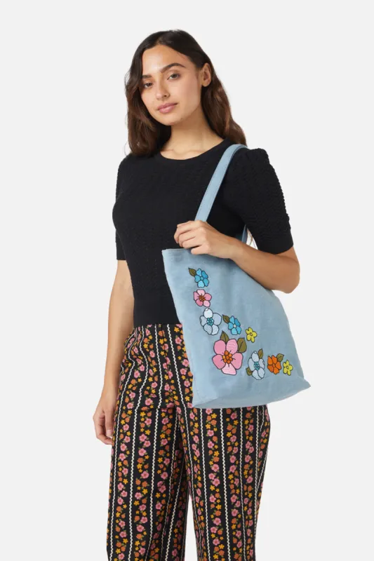 Petal Embroidered Denim Tote sold by Princess Highway