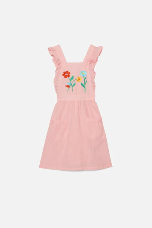 Flower Fields Embroidered Kids Pinafore sold by Princess Highway