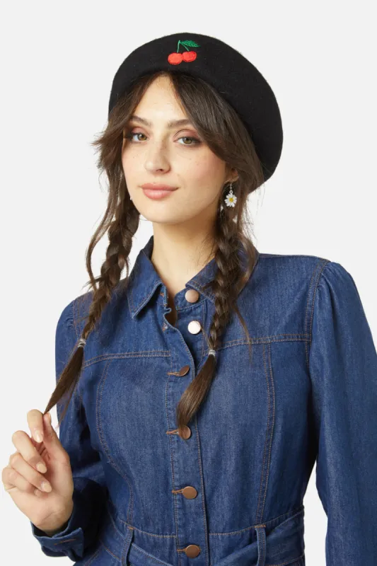 Cherry Embroidered Beret sold by Princess Highway