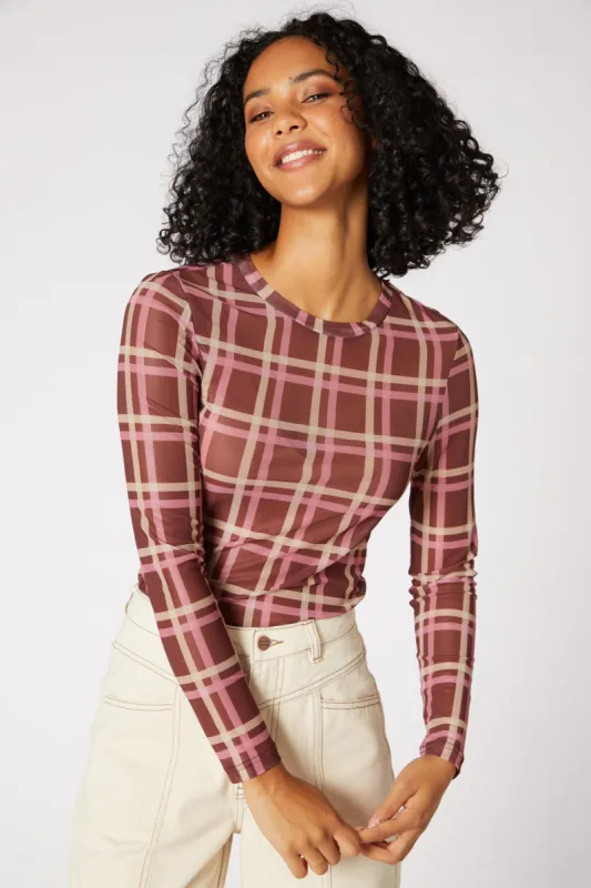 Gina Check Mesh Top sold by Princess Highway