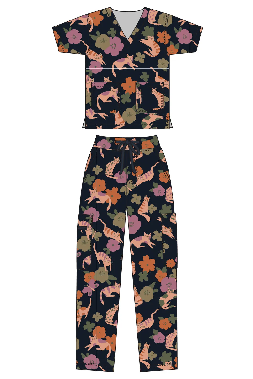 Love Cats Scrub Set sold by Princess Highway