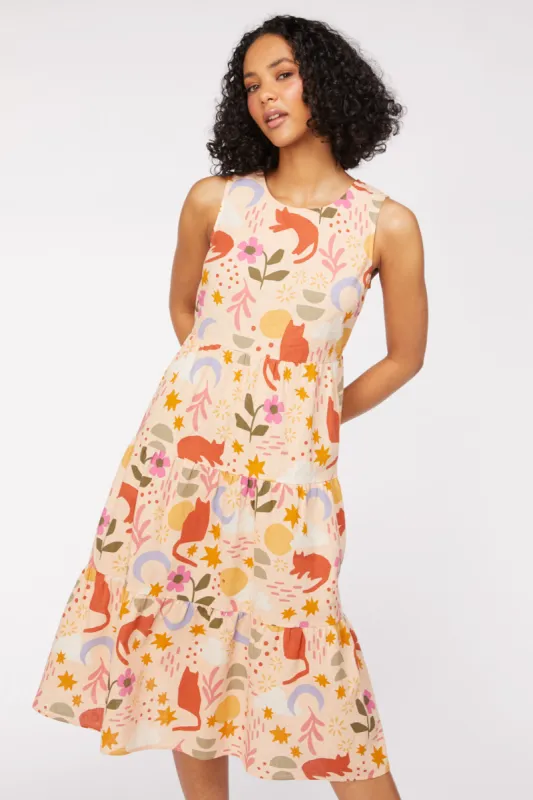Moonlight Cats Midi Dress sold by Princess Highway
